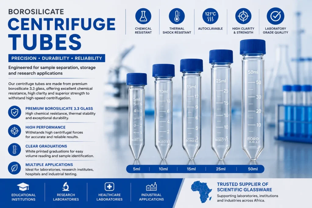 Borosilicate Centrifuge Tubes for Laboratory Research & Sample Analysis