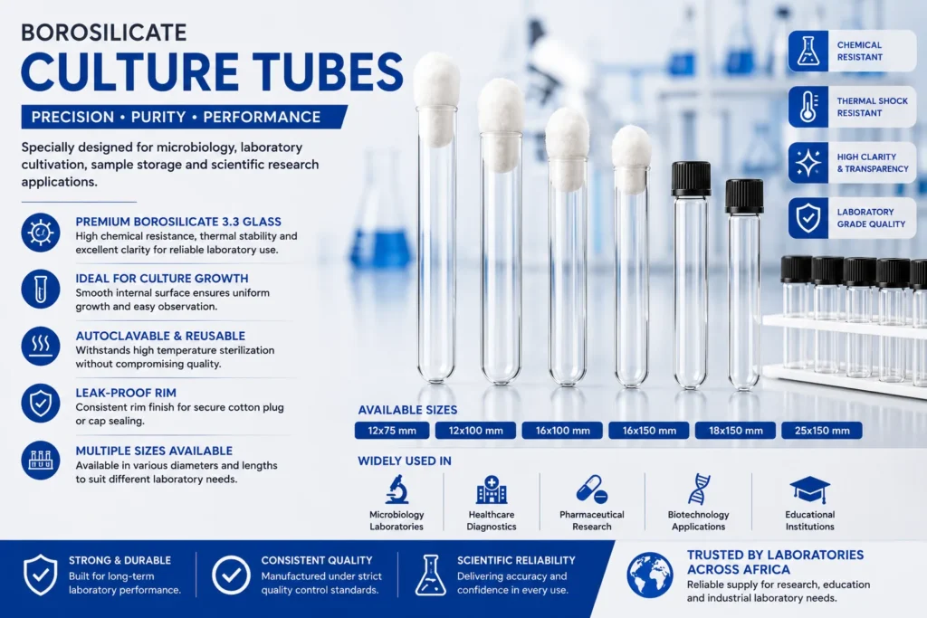 Borosilicate Culture Tubes for Microbiology & Laboratory Research