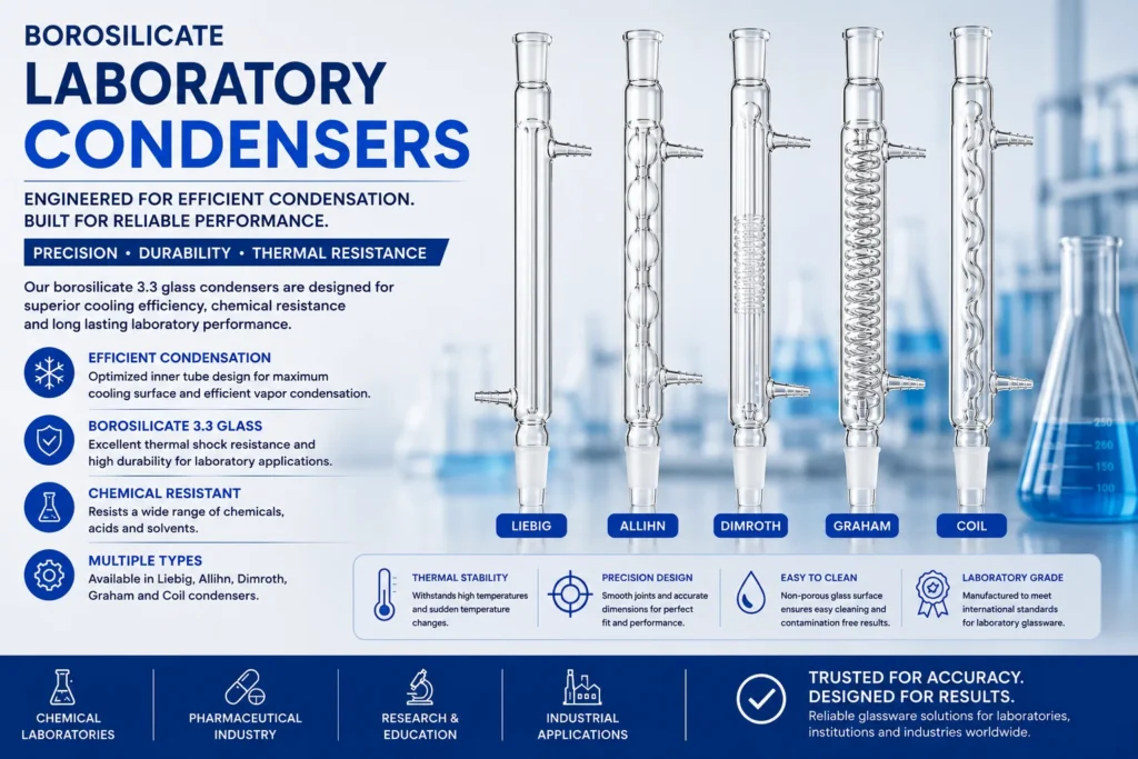 Borosilicate Laboratory Condensers for Distillation